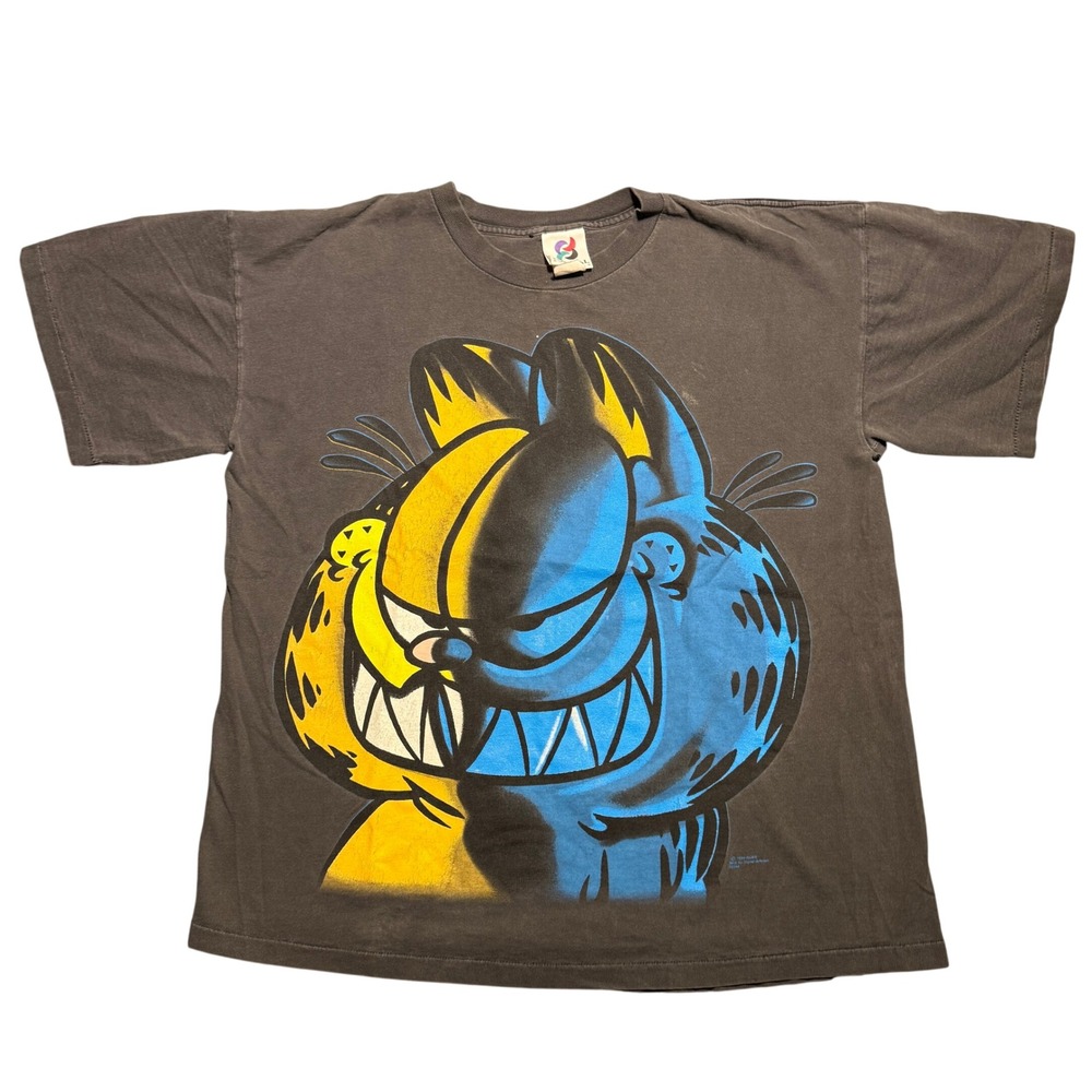 Vintage 1994 Garfield Evil Artwear T-Shirt XL Faded Black Single Stitch 90s